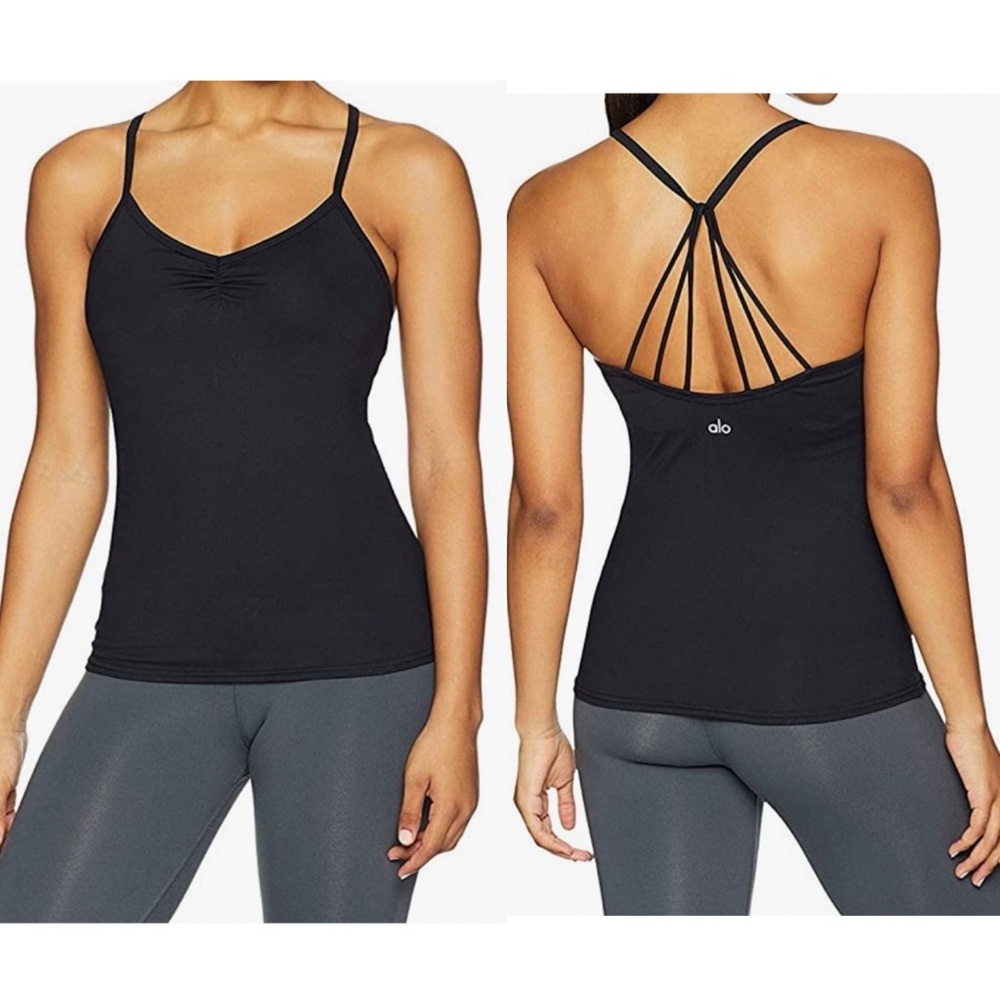 🖤ALO Yoga Women's Black Strappy workout tank Size XS
